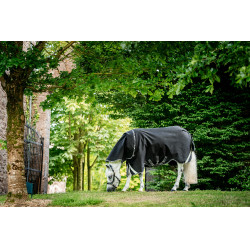 Manta Horseware Rambo 1680D Turnout Plus 100g Negro / tormenta / gris plateado