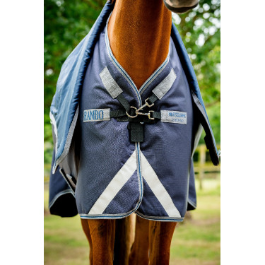 Manta Horseware Rambo Duo Ripstop Plus Turnout Bundle (100g + 100g + 200g) Marino / tormenta / gris plateado Azul marino