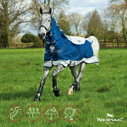 Cobertura Horseware Rambo Summer Series V-Front Azúl marino / gris Cobertura Horseware Rambo Summer Series V-Front Azúl marino / gris
