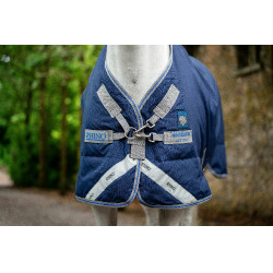Manta Horseware Rhino Plus Poney Turnout 0g Negro / gris titanio / azul clásico