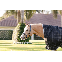 Cobertura Horseware Rhino Wug Poney Turnout 0g Negro / cuadros blanco gris