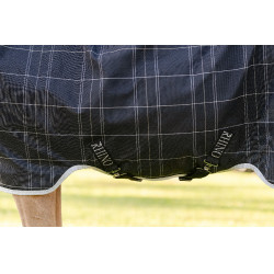 Manta Horseware Rhino Wug Poney Turnout 100g Negro / cuadros blanco gris