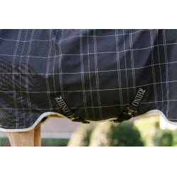 Manta Horseware Rhino Wug Poney Turnout 100g Negro / cuadros blanco gris