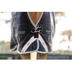 Manta Horseware Rhino Wug Poney Turnout 100g Negro / cuadros blanco gris