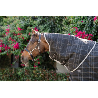 Cubrecuellos de cuadra Horseware Rhino 200g Negro / cuadros blanco gris
