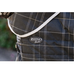 Cubrecuellos de cuadra Horseware Rhino 200g Negro / cuadros blanco gris