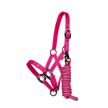 Cabezada y ramal Horseware Newmarket Rose witney Rosa