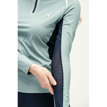 Polo 1/4 cremallera Horseware Stamina de manga larga Sabio Azul