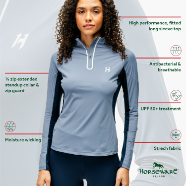 Polo 1/4 cremallera Horseware Stamina de manga larga Polo 1/4 cremallera Horseware Stamina de manga larga