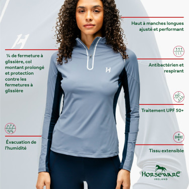 Polo 1/4 cremallera Horseware Stamina de manga larga Polo 1/4 cremallera Horseware Stamina de manga larga