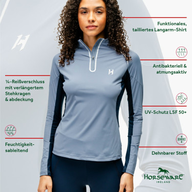 Polo 1/4 cremallera Horseware Stamina de manga larga Polo 1/4 cremallera Horseware Stamina de manga larga