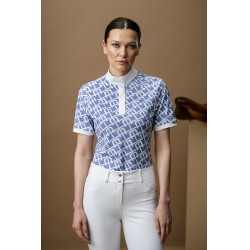 Polo de competición Horseware AA Alcina de manga corta Estampado azul monograma Motifs