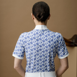 Polo de competición Horseware AA Alcina de manga corta Estampado azul monograma Motifs