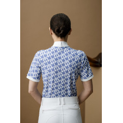 Polo de competición Horseware AA Alcina de manga corta Estampado azul monograma Motifs