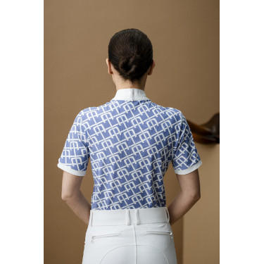 Polo de competición Horseware AA Alcina de manga corta Estampado azul monograma Motifs