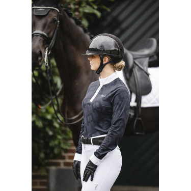 Polo de concurso Horseware AA Alcina de manga larga Carbón vegetal Gris