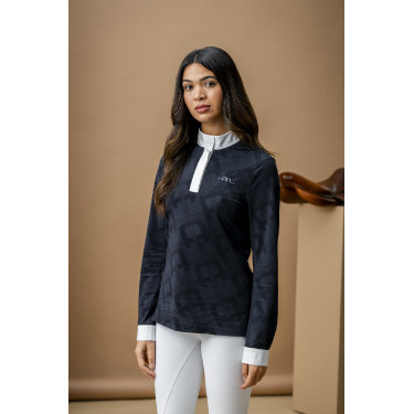 Polo de concurso Horseware AA Alcina de manga larga Carbón vegetal Gris