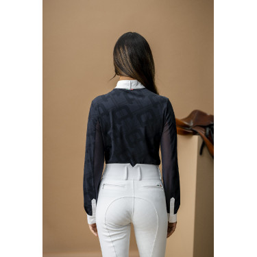 Polo de concurso Horseware AA Alcina de manga larga Carbón vegetal Gris