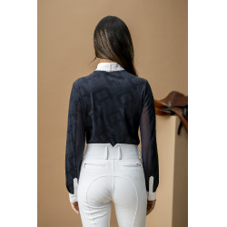 Polo de concurso Horseware AA Alcina de manga larga Carbón vegetal Gris