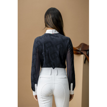 Polo de concurso Horseware AA Alcina de manga larga Carbón vegetal Gris