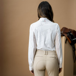 Polo de concurso Horseware AA Elena de manga larga Blanco