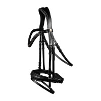Brida barnizada Waldhausen S-Line Blackshine muserola combinada pull back Negro