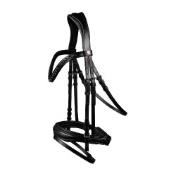 Brida barnizada Waldhausen S-Line Blackshine muserola combinada pull back Negro
