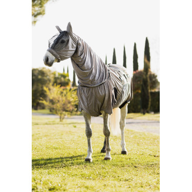 Máscara anti-moscas Eczema Horze Mountain Essence UV Gris claro