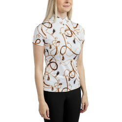 Polo de manga corta Montar estampado Haily Bridle para mujer Blanco