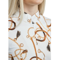 Polo de manga corta Montar estampado Haily Bridle para mujer Blanco