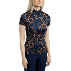 Polo de manga corta Montar estampado Haily Bridle para mujer Marino Azul marino