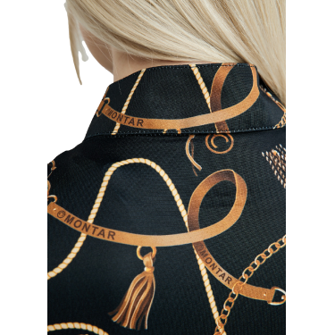 Polo de manga corta Montar estampado Haily Bridle para mujer Negro