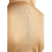 Camiseta de entrenamiento de manga corta Montar MoElaine con logo recortado con láser para mujer Latté Marrón