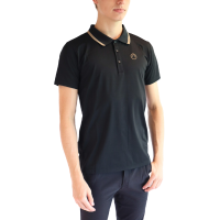 Polo de manga corta Montar MoDrake con cuello y logotipo en contraste para hombre Negro Polo de manga corta Montar MoDrake con cuello y logotipo en contraste para hombre Negro