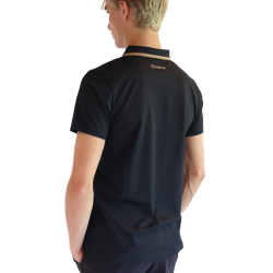 Polo de manga corta Montar MoDrake con cuello y logotipo en contraste para hombre Negro