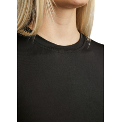 Camiseta de punto de manga corta Montar MoStella con logotipo impreso con láser para mujer Negro