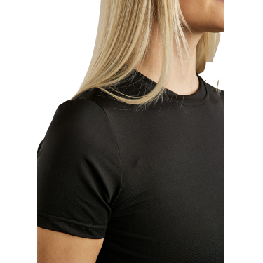 Camiseta de punto de manga corta Montar MoStella con logotipo impreso con láser para mujer Negro Camiseta de punto de manga corta Montar MoStella con logotipo impreso con láser para mujer Negro