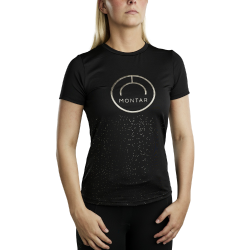 Camiseta de manga corta Montar MoSille Junior con logo impreso en gun metal para mujer