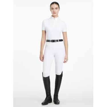 Camisa de concurso LeMieux plisada Sophia de manga corta Blanco