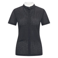 Polo de concurso de malla Imperial Riding Grandprix de manga corta para mujer Negro