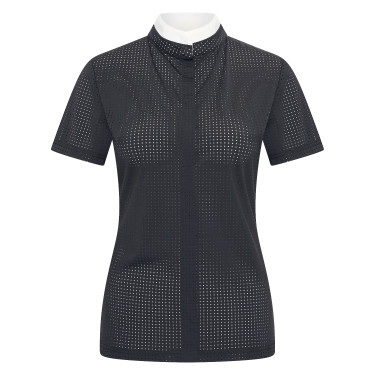 Polo de concurso de malla Imperial Riding Grandprix de manga corta para mujer Negro