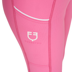 Leggings ajustados para niña con grip y logotipo Equestro Rosa castillo Leggings ajustados para niña con grip y logotipo Equestro Rosa castillo