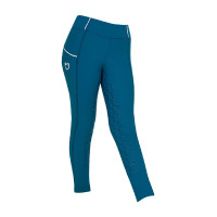 Leggings ajustados para niña con grip y logotipo Equestro Azul coral