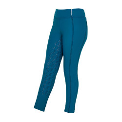 Leggings ajustados para niña con grip y logotipo Equestro Azul coral
