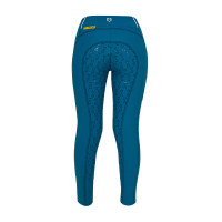 Leggings ajustados para niña con grip y logotipo Equestro Azul coral