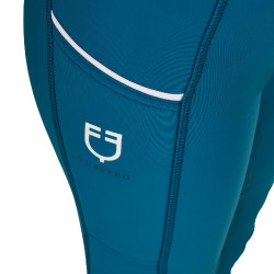 Leggings ajustados para niña con grip y logotipo Equestro Azul coral