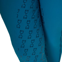 Leggings ajustados para niña con grip y logotipo Equestro Azul coral