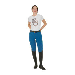 Pantalón ajustado con grip para mujer con logo Zenda Equestro Azul coral Pantalón ajustado con grip para mujer con logo Zenda Equestro Azul coral