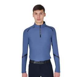 Polo de entrenamiento de manga larga para hombre corte ajustado Equestro Mar de Bering Azul Polo de entrenamiento de manga larga para hombre corte ajustado Equestro Mar de Bering Azul