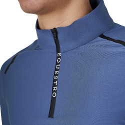 Polo de entrenamiento de manga larga para hombre corte ajustado Equestro Mar de Bering Azul Polo de entrenamiento de manga larga para hombre corte ajustado Equestro Mar de Bering Azul